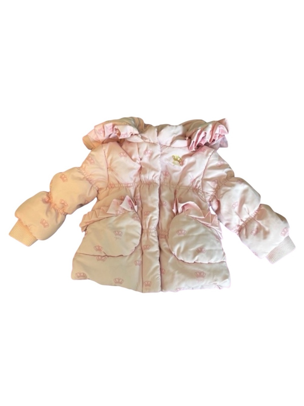 Juicy Couture Baby Girl Pink Crown Puffer Coat Jacket 12 Months